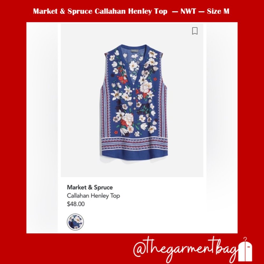 Market & Spruce Callahan Sleeveless Henley Top, size M - NWT